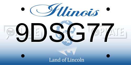9DSG77 Illinois License Plate