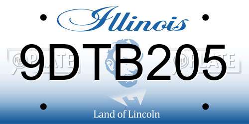 9DTB205 Illinois License Plate