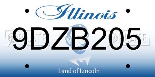 9DZB205 Illinois License Plate