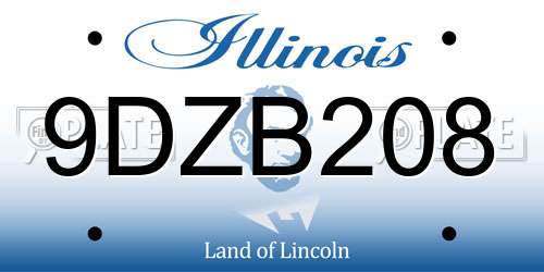 9DZB208 Illinois License Plate