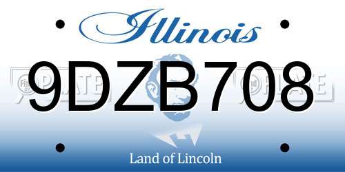 9DZB708 Illinois License Plate