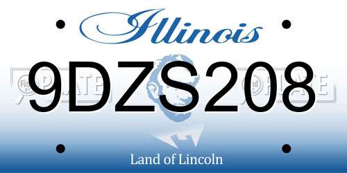 9DZS208 Illinois License Plate
