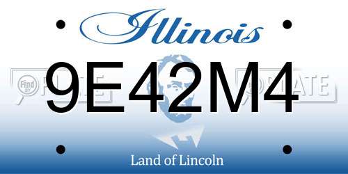 9E42M4 Illinois License Plate