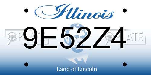 9E52Z4 Illinois License Plate