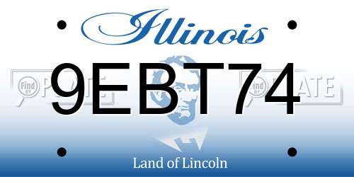 9EBT74 Illinois License Plate