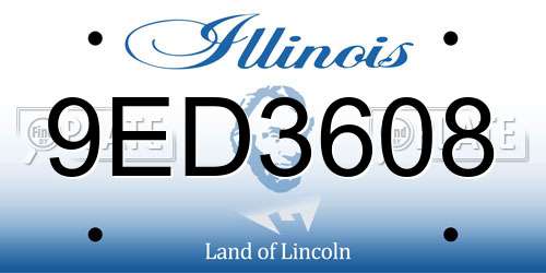 9ED3608 Illinois License Plate