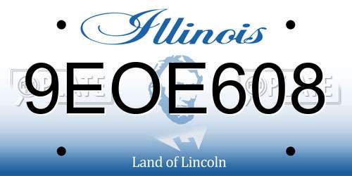 9EOE608 Illinois License Plate
