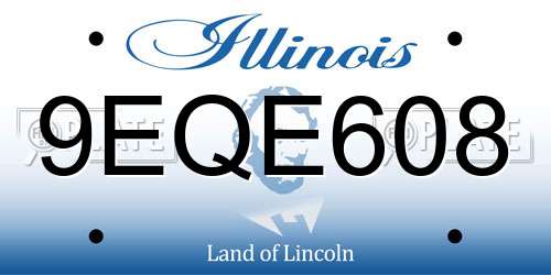 9EQE608 Illinois License Plate