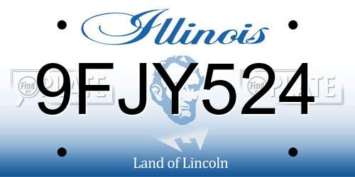 9FJY524 Illinois License Plate