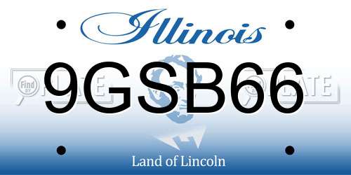 9GSB66 Illinois License Plate