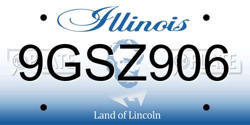 9GSZ906 Illinois License Plate