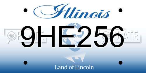 9HE256 Illinois License Plate