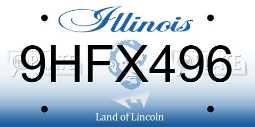 9HFX496 Illinois License Plate