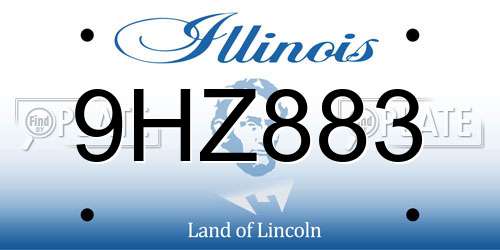 9HZ883 Illinois License Plate