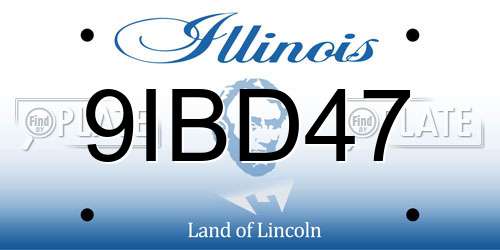 9IBD47 Illinois License Plate
