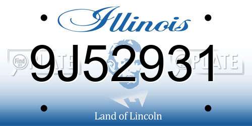 9J52931 Illinois License Plate