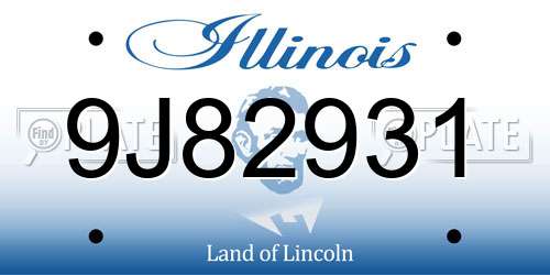 9J82931 Illinois License Plate