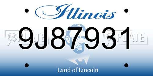 9J87931 Illinois License Plate