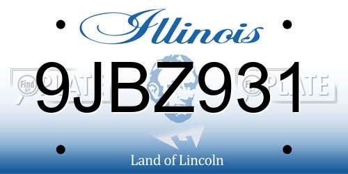 9JBZ931 Illinois License Plate