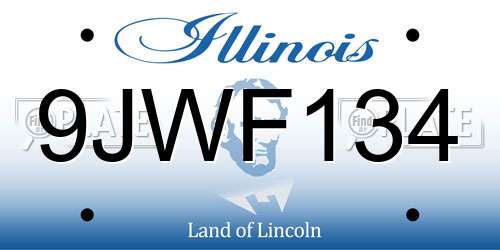9JWF134 Illinois License Plate