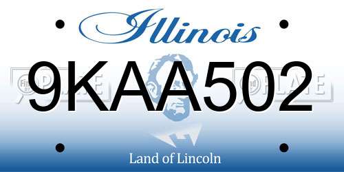 9KAA502 Illinois License Plate