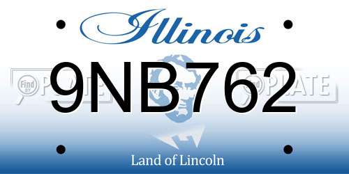 9NB762 Illinois License Plate