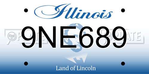 9NE689 Illinois License Plate