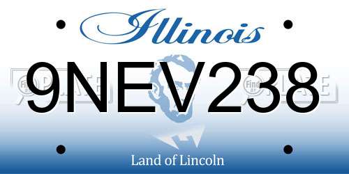 9NEV238 Illinois License Plate