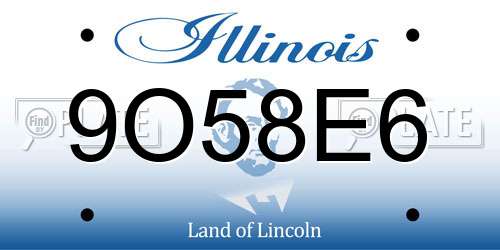 9O58E6 Illinois License Plate