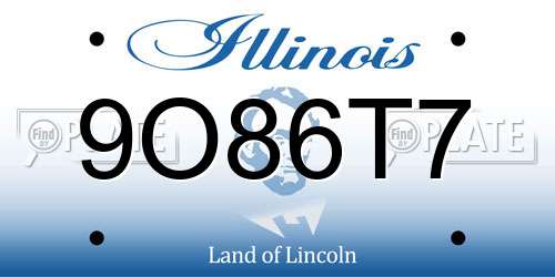 9O86T7 Illinois License Plate