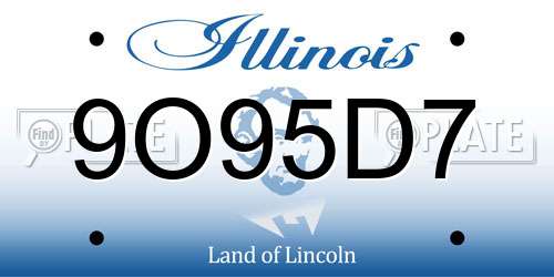 9O95D7 Illinois License Plate