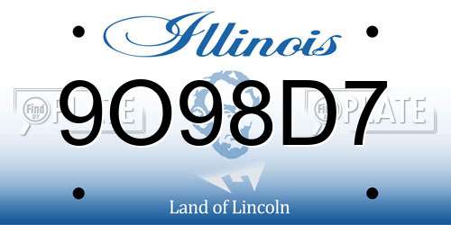 9O98D7 Illinois License Plate