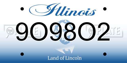 9O98O2 Illinois License Plate