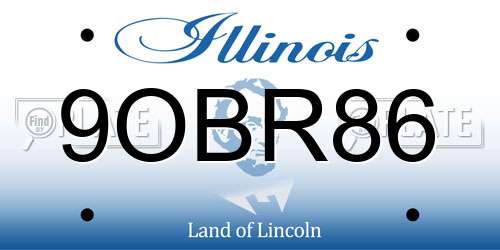 9OBR86 Illinois License Plate