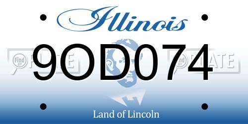 9OD074 Illinois License Plate