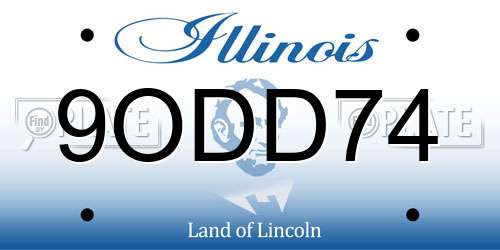 9ODD74 Illinois License Plate