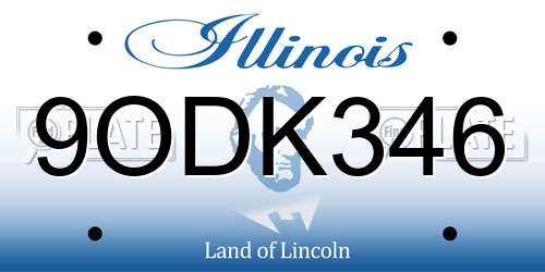 9ODK346 Illinois License Plate