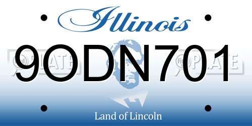 9ODN701 Illinois License Plate