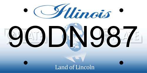 9ODN987 Illinois License Plate