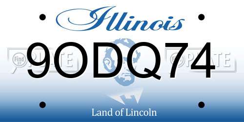 9ODQ74 Illinois License Plate