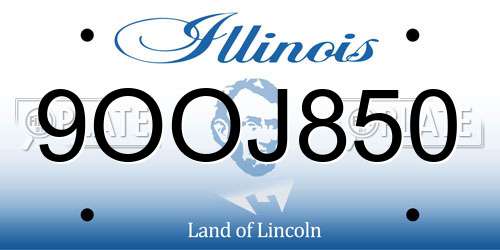 9OOJ850 Illinois License Plate