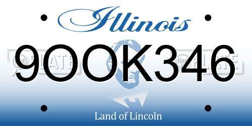 9OOK346 Illinois License Plate