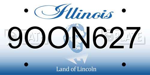 9OON627 Illinois License Plate