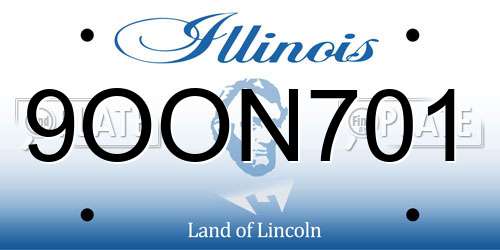 9OON701 Illinois License Plate