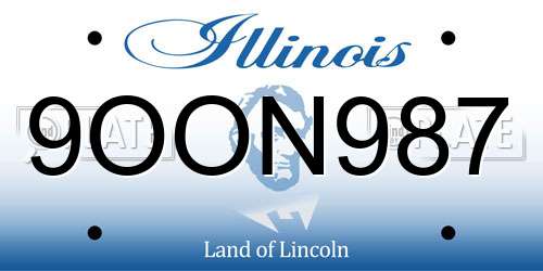 9OON987 Illinois License Plate