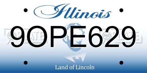 9OPE629 Illinois License Plate