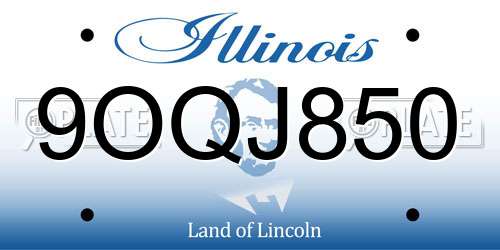 9OQJ850 Illinois License Plate