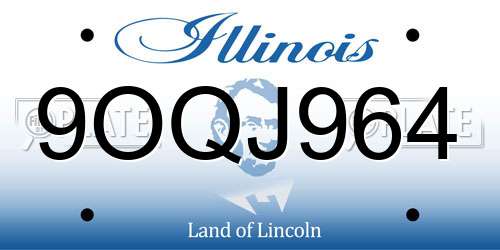 9OQJ964 Illinois License Plate
