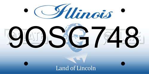9OSG748 Illinois License Plate