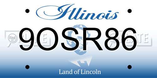 9OSR86 Illinois License Plate